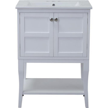 Vanity Cabinet Sink MASON Contemporary Chrome White Solid Wood 2