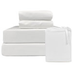 BedVoyage - BedVoyage Melange Rayon Bamboo Cotton Sheet Sets, Snow, Twin - Ultra soft, super cozy bed sheets, that offer all-season comfort. Melange uses an earth-friendly waterless coloring process that's good for the planet, and looks beautiful too. Set includes 1 Fitted Sheet, 1 Flat Sheet, 2 Pillowcases (1 for Twin).