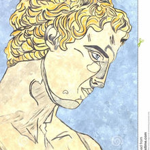 Stock Illustration: Watercolor paint style. The Marathon Efebo.