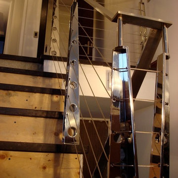 Condo apartment Interior staircase cable railing