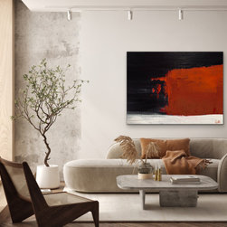 Preethi Arts - Merlot 60x40 IN Black red white abstract Art Large Modern Painting - Paintings
