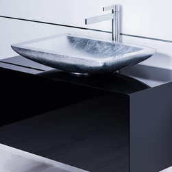 Modern black bathroom vanity with vessel sink combo | Black and Silver - Bathroom Fixtures
