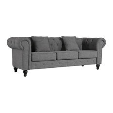 Narrow Sofas Houzz Edgemod Furniture Poly And Bark Hendrick Chesterfield Sofa Gray Sofas
