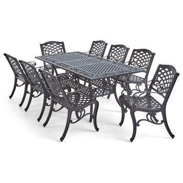 GDF Studio 9-Piece Jody Outdoor 8-Seater 64"-81" Dining Set With Expandable T