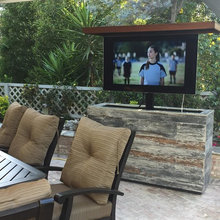 Outdoor Tv Lift Island Cabinet Hides Tv And Keeps It Safe