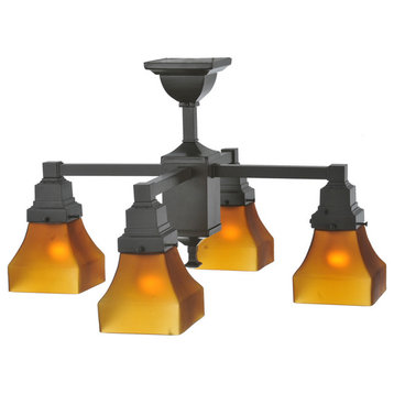 22W Bungalow Frosted Amber 4 LT Chandelier