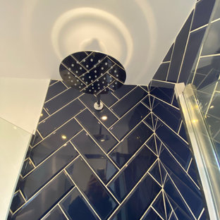 Modern bathrooms with herringbone tiling