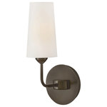 Hinkley - Hinkley 45000BX Lewis Single Light Sconce, Black Oxide - Lewis offers traditional charm paired with updated, transitional elements. Tall natural paper shades feature fine stitching detail against a Heritage Brass or Black Oxide finish to enhance timeless interiors.