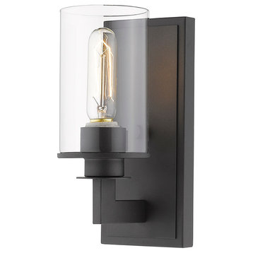 Savannah 1 Light Wall Sconce, Bronze With Clear Glass