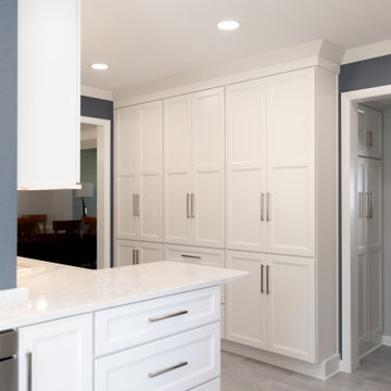 Custom White Kitchen with Calacatta Azulean Quartz Countertops