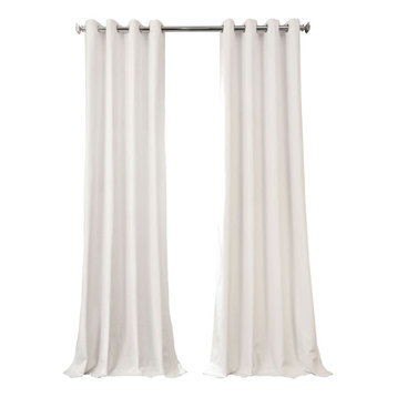 Plush Velvet Hotel Blackout Grommet Curtain Single Panel, Warm White, 50"x108"