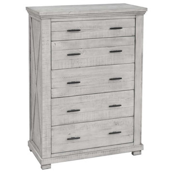 Sunset Trading Crossing Barn 5-Drawer Wood Bedroom Chest in Distressed Gray
