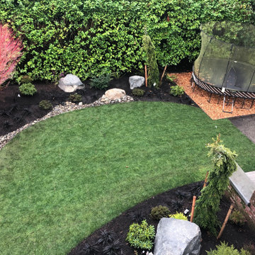 Bocce Ball Court, Pond, Granite Rocks and Dimensonal Flagstone