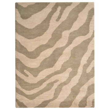 Hand Tufted Wool Area Rug Abstract Beige Brown