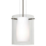 Besa Lighting - Besa Lighting 1KG-C00607-BR Pahu 8 - One Light Cable Pendant with Flat Canopy - The Pahu is a distinctive double-glass pendant, wiPahu 8 One Light Cab Bronze Clear/Opal Gl *UL Approved: YES Energy Star Qualified: n/a ADA Certified: n/a  *Number of Lights: Lamp: 1-*Wattage:100w A19 Medium base bulb(s) *Bulb Included:Yes *Bulb Type:A19 Medium base *Finish Type:Bronze