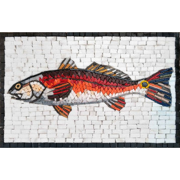 Mosaic Art, Rosso Jumping Mullet, 8"x12"