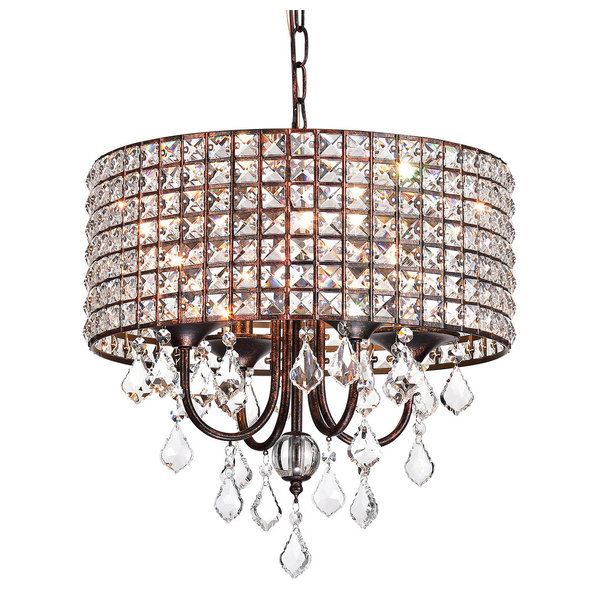 Edvivi Marya 4 Light Chrome Round Chandelier with Beaded Edvivi Marya 4 Light Chrome Round Chandelier with Beaded