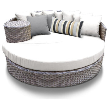 Florence Circular Sun Bed, Outdoor Wicker Patio Furniture, Sail White