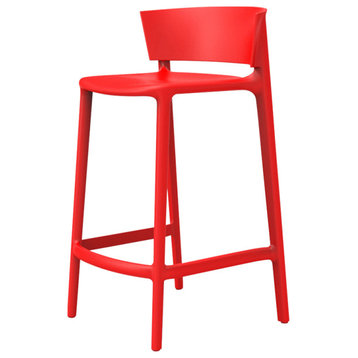 Africa Counter Stool, Set of 4, Basic/Injection, Red