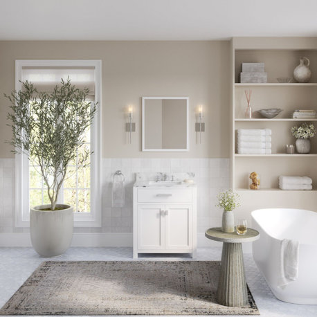 Madison Bathroom Vanity, Pure White, 30", Single Sink