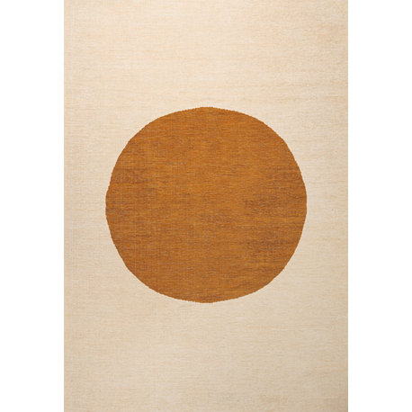 Cirkel Minimalist Geometric Dot Machine-Washable Area Rug, Cream/Rust, 9x12