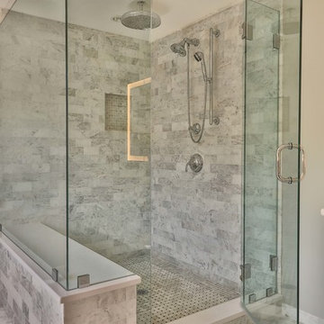 Modern Carrara Marble Bathroom Remodel, Andover, MA