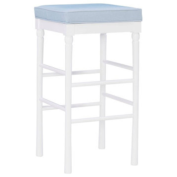 Linon Drake Wood Commercial Grade Set of Two Backless Barstools in White
