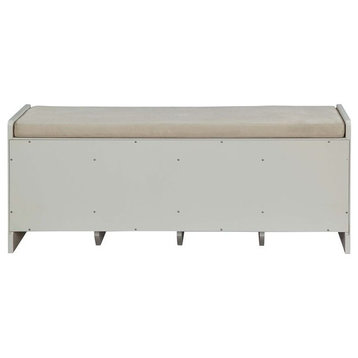 ACME Berci Wooden Upholstered Bench with Removable Cushion in Beige and White