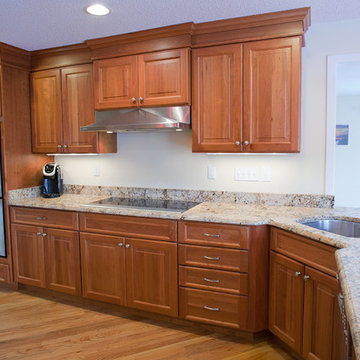 Induction cooktop set into granite.