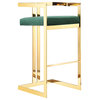 Kenzie Bar Stool Gold/Green Velvet