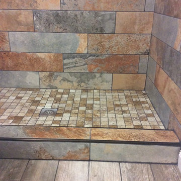 Slate Shower with Mosaic Shower Base