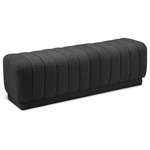 Meridian Furniture - Heathrow Boucle Fabric Upholstered Ottoman/Bench, Black - Place this lovely Heathrow ottoman at the foot of your bed or elsewhere to provide impromptu seating when you need it most. This elegant ottoman features rich black boucle fabric covering every inch of its exterior, so its soft and welcoming to the touch. Deep channel tufting gives the ottoman texture while adding to its overall durability and longevity. The neutral color makes this ottoman/bench a fitting addition to nearly any space.
