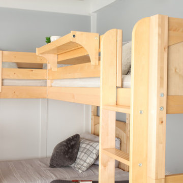 Natural Quad Bunk Bed with Straight Ladder