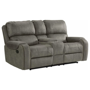 Sunset Trading Calvin 78" Contemporary Fabric Dual Reclining Loveseat in Gray