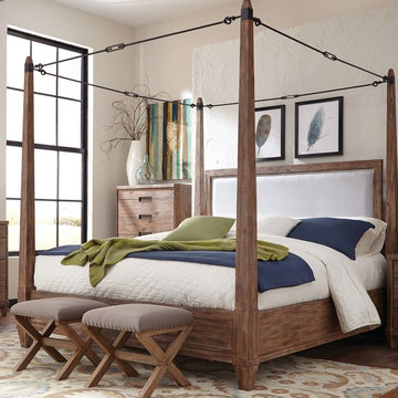 Donny Osmond Home Madeleine Solid Wood Veneer California King Bed in Smoky Acaci