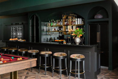 Inspiration for a transitional home bar remodel in Other