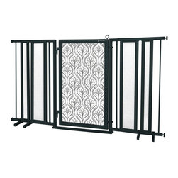 Fusion Gates - 65"-71.5" Black Fusion Gate with Satin Harvest Design - Dog Gates