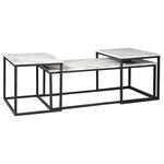 Signature Design by Ashley - Donnesta Gray/Black Occasional 3-Piece Table, Set - Discover the epitome of urban elegance with this table set. Made for city living, this set slides together when space is at a premium and apart again when company comes. The faux Carrara marble adds a chic, sophisticated look to this very minimalist small space solution.