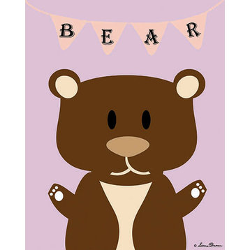 Mod Bear in Lavender, Ready To Hang Canvas Kid's Wall Decor, 8 X 10