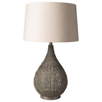 McCrory Table Lamp by Surya, Antiqued Base/Beige Shade