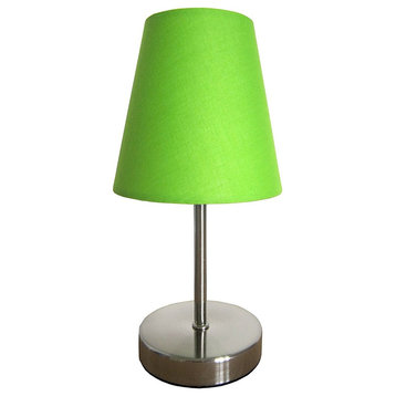 Simple Designs Sand Nickel Mini Basic Table Lamp With Fabric Shade, Green