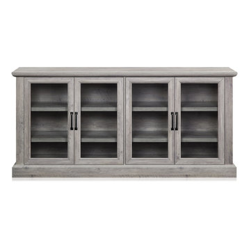 70" Rustic Wood Sideboard Stand 4 Doors Buffet Cabinet, Gray Wash