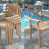 9-Piece Outdoor Teak Set: 60" Square Butterfly Table, 8 Grand Stacking Arm Chair