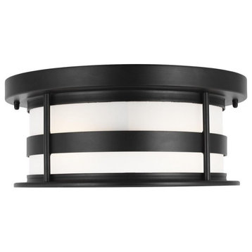 2 Light Outdoor Flush Mount-Black Finish-Incandescent Lamping Type - Outdoor