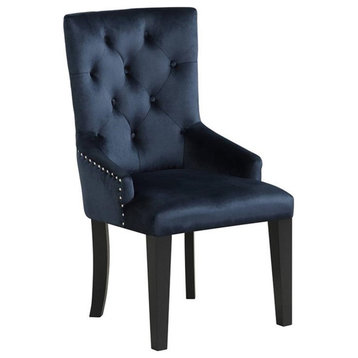 ACME Varian II Velvet Tufted Side Chair with Nail-head Trim in Black and Silver