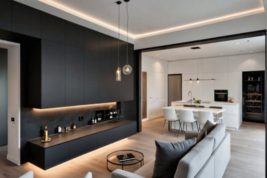 Idee per un grande soggiorno minimalista