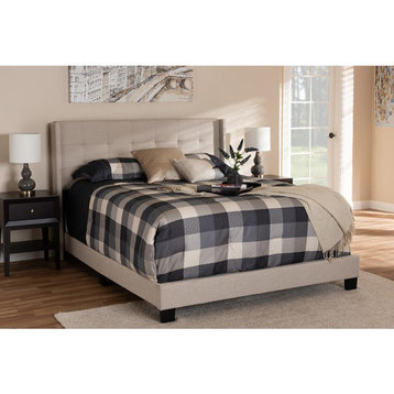 Lisette Modern and Contemporary Grey Fabric Upholstered Queen Size Bed