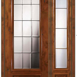 Pre-hung Patio Sidelite Door 96 Wood Alder Patio 3/4 Lite Glass - Patio Doors