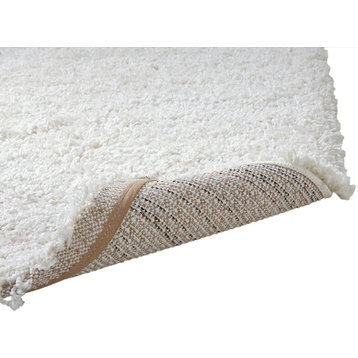 Rectangle Abacasa Comfort Shag Area Rug, White, 63"x90"