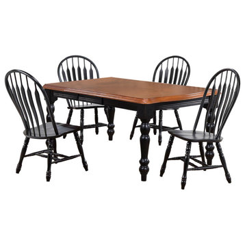 Black Cherry Selections 5 Piece Extendable Dining Set With Comfort Back Chairs